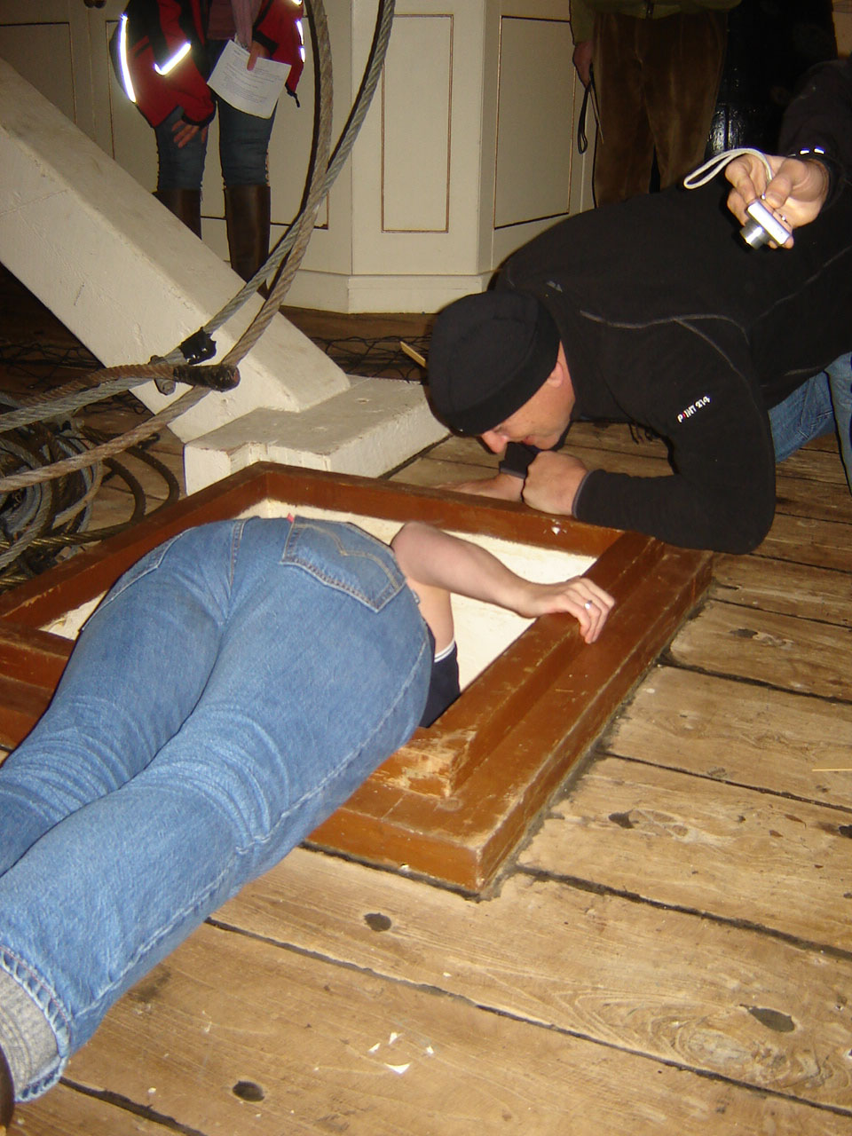 Inspecting the bilges at the stern